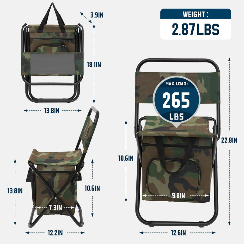 Load image into Gallery viewer, FUNDANGO Cooler Backrest Stool Fishing Chair with Cooler Bag