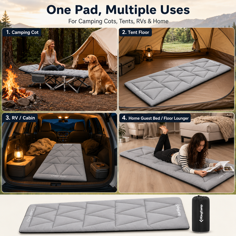 Load image into Gallery viewer, KingCamp CAMP PAD 500 Camping Cot Pad, Thick Quilted Sleeping Mat with Elastic Straps, Machine Washable, 75" x 25"