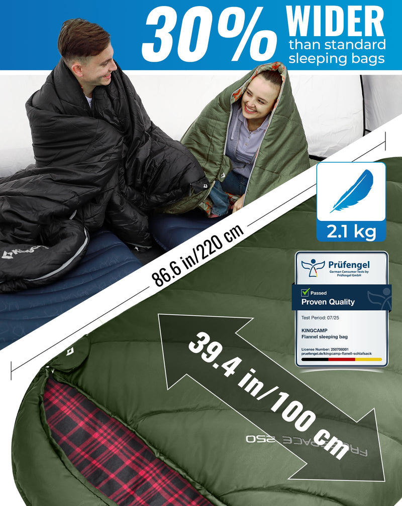 Cargue la imagen en el visor de la galería, Saco de dormir KingCamp FREESPACE 250D doble con 2 almohadas