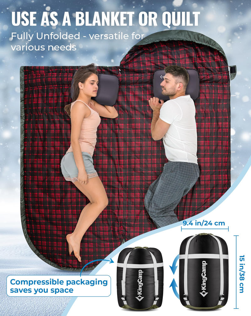 Cargue la imagen en el visor de la galería, Saco de dormir KingCamp FREESPACE 250D doble con 2 almohadas