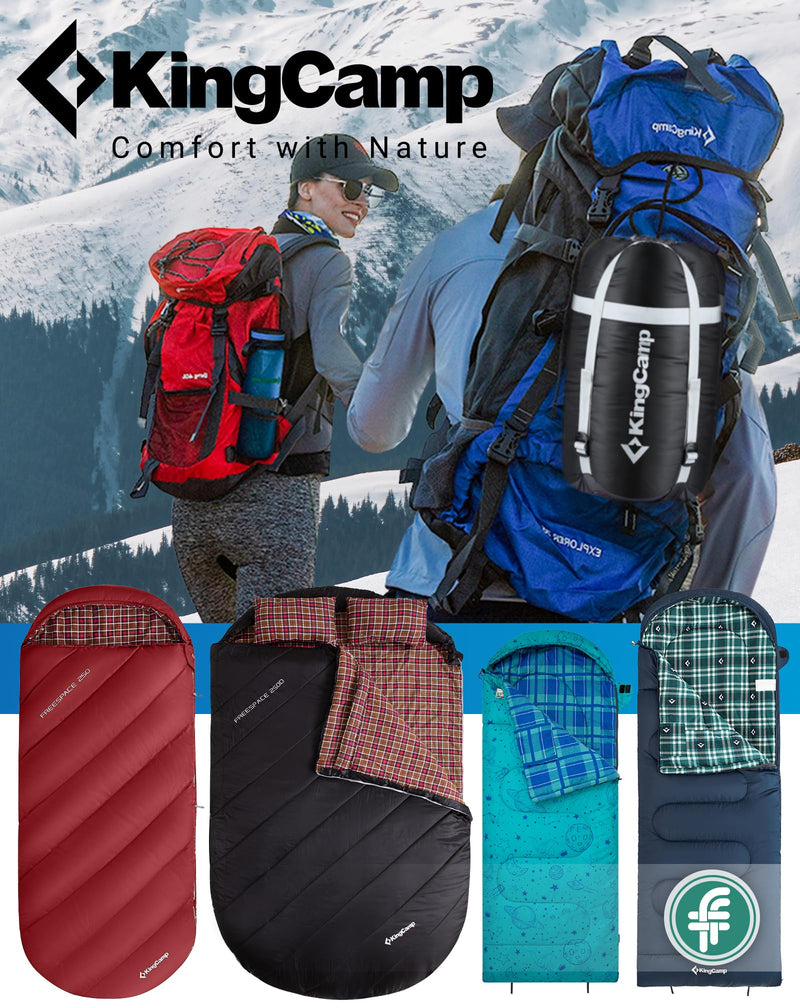 Cargue la imagen en el visor de la galería, Saco de dormir KingCamp FREESPACE 250D doble con 2 almohadas