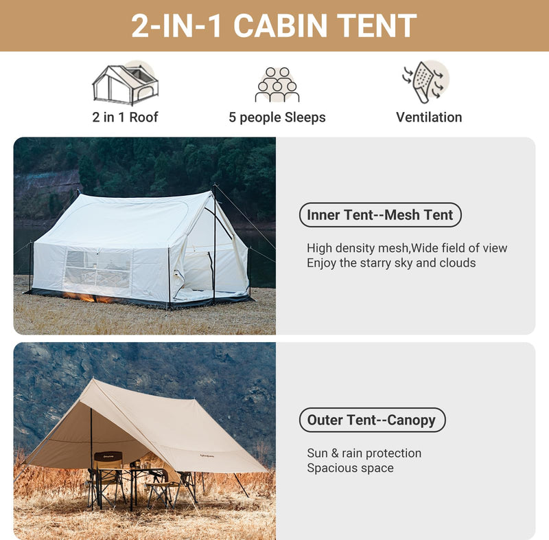 Load image into Gallery viewer, KingCamp Mountain In C2 Canvas Cabin Tent