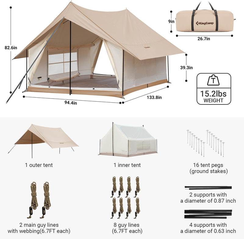 Load image into Gallery viewer, KingCamp Mountain In C2 Canvas Cabin Tent