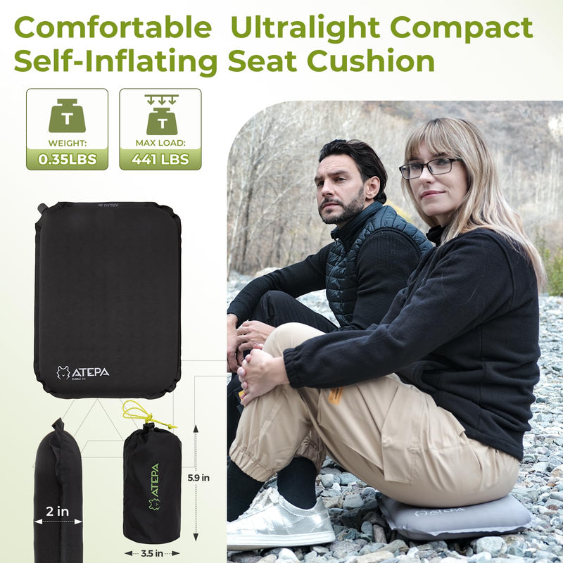 Cargue la imagen en el visor de la galería, ATEPA Inflatable Stadium Seat Cushion Lightweight Self-Inflatable Memory Foam Seat Cushion for Stadium Airplane Travel