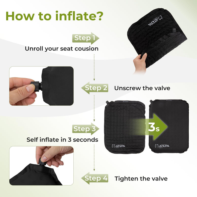 Cargue la imagen en el visor de la galería, ATEPA Inflatable Stadium Seat Cushion Lightweight Self-Inflatable Memory Foam Seat Cushion for Stadium Airplane Travel