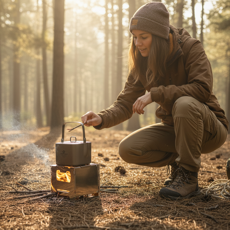 Load image into Gallery viewer, Cook'n'Escape Ultralight Wood Stove – Portable Titanium Grill & Secondary Burn Camp Stove