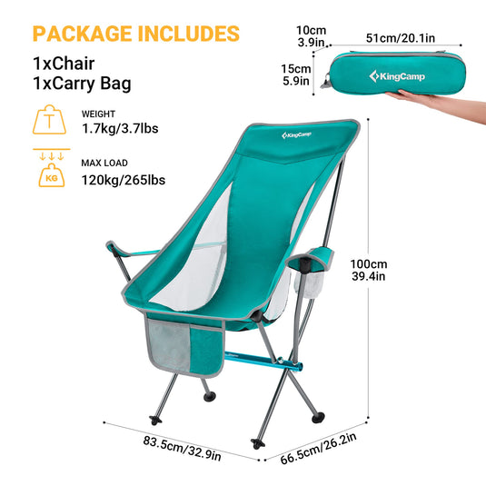 KingCamp CAMELLIA Ultralight High Back Camping Chair Ergonomic