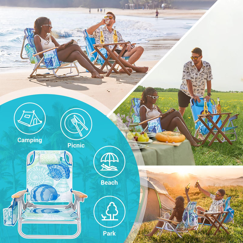 Load image into Gallery viewer, WEJOY Portable Beach Chair with 4-Reclinigs Backrest