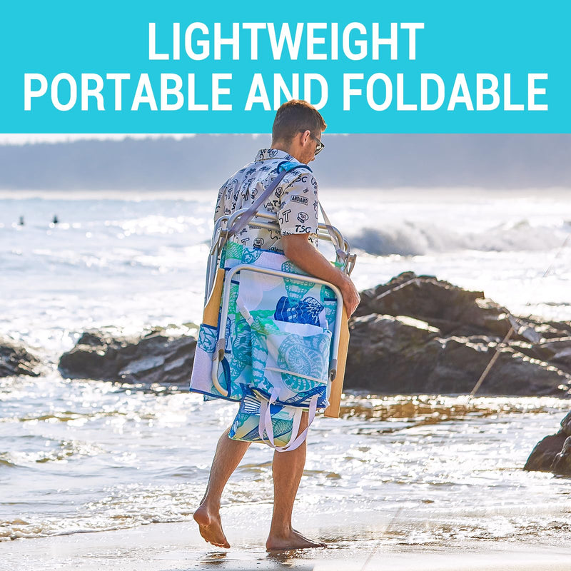 Load image into Gallery viewer, WEJOY Portable Beach Chair with 4-Reclinigs Backrest