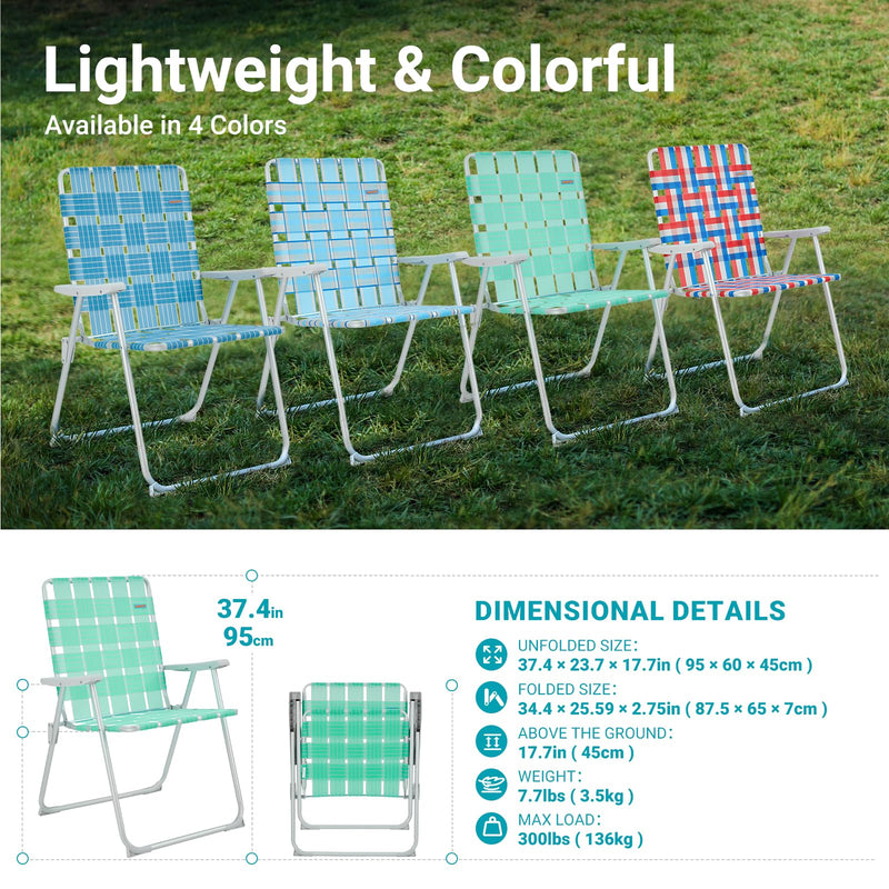 Cargue la imagen en el visor de la galería, WEJOY Lightweight Lawn Chair with Hard Armrest