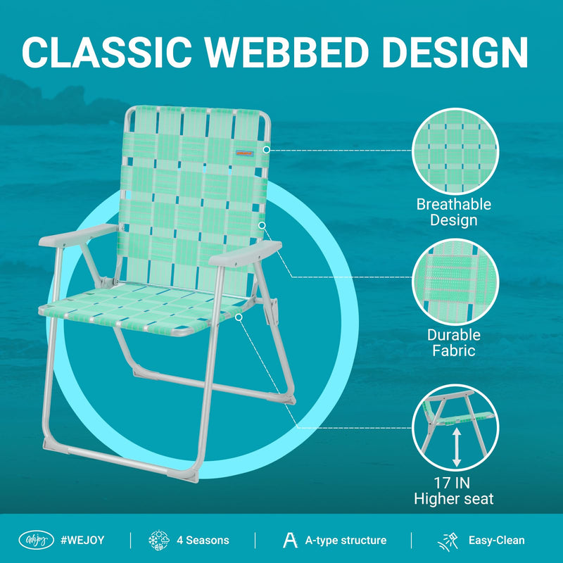 Cargue la imagen en el visor de la galería, WEJOY Lightweight Lawn Chair with Hard Armrest for Beach and Lawn