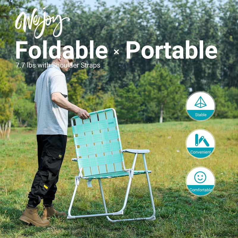 Cargue la imagen en el visor de la galería, WEJOY Lightweight Lawn Chair with Hard Armrest for Beach and Lawn