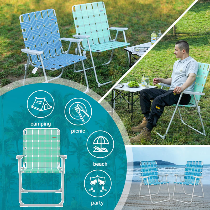 Cargue la imagen en el visor de la galería, WEJOY Lightweight Lawn Chair with Hard Armrest Waterproof