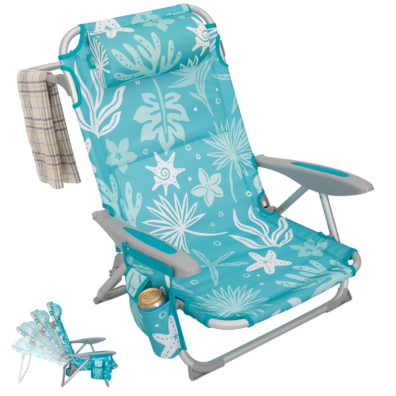 Load image into Gallery viewer, WEJOY Adjustable Beach Chair with Cup Holder and Padded Headrest