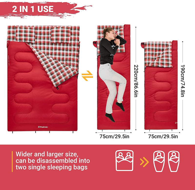 Load image into Gallery viewer, KingCamp SNOWFLAKE 300D Sleeping Bag-Envelope Double Wide Sleeping Bag