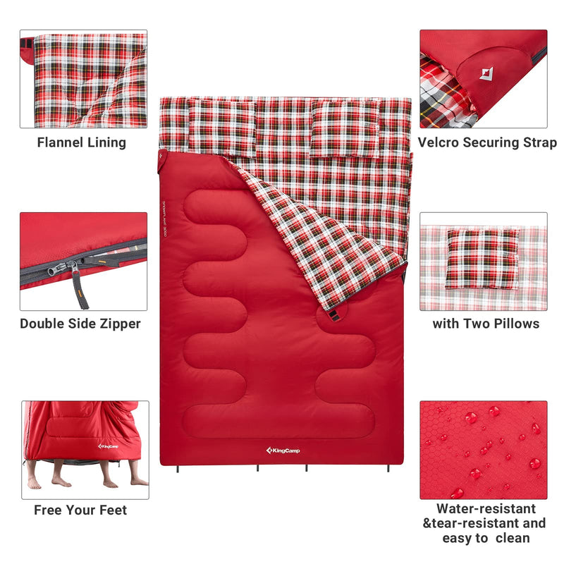 Load image into Gallery viewer, KingCamp SNOWFLAKE 300D Sleeping Bag-Envelope Double Flannel Lining Sleeping Bag