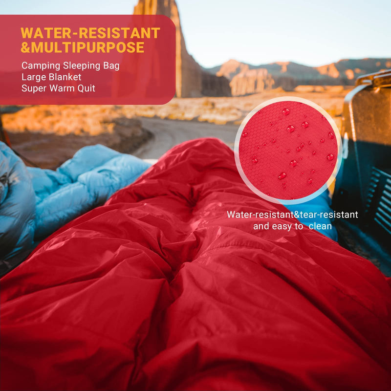 Load image into Gallery viewer, KingCamp SNOWFLAKE 300D Sleeping Bag-Envelope Double Red Camping Sleeping Bag