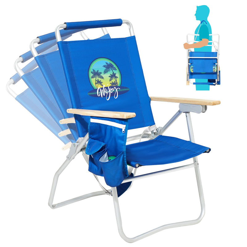 Load image into Gallery viewer, WEJOY Premium High Back Beach Chair Aluminum Camping Chair DarkBlue