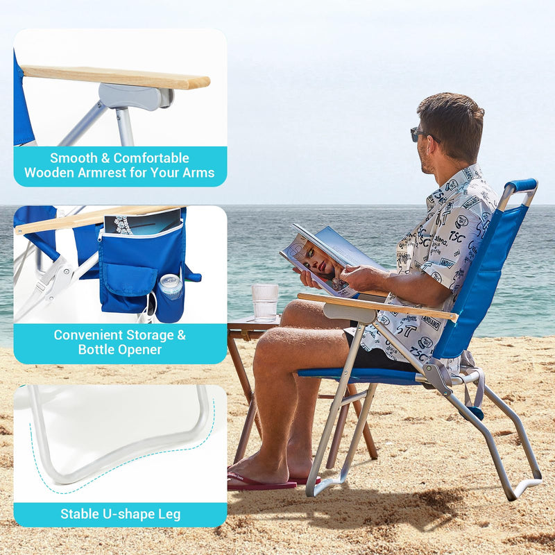Load image into Gallery viewer, WEJOY Premium High Back Beach Chair Aluminum Camping Chair