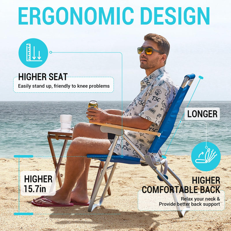 Load image into Gallery viewer, WEJOY Premium High Back Beach Chair Aluminum Camping Chair