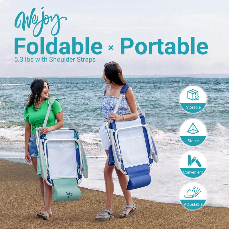 Load image into Gallery viewer, WEJOY Adjustable Beach Chair with Cup Holder and Padded Headrest