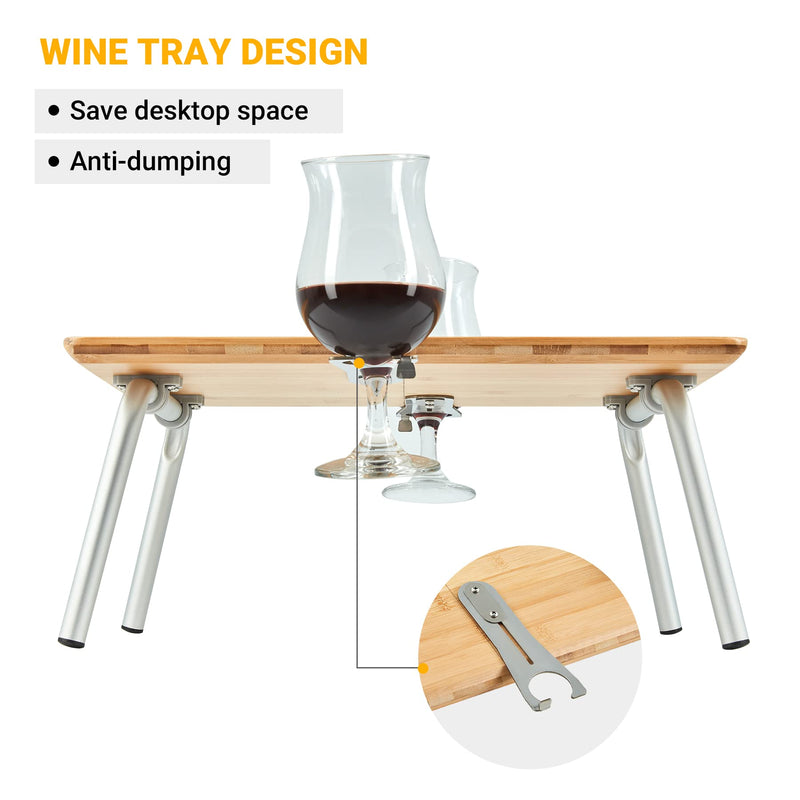 Cargue la imagen en el visor de la galería, WEJOY BAMBOO 4030 Mini mesa de bambú con soporte para vasos