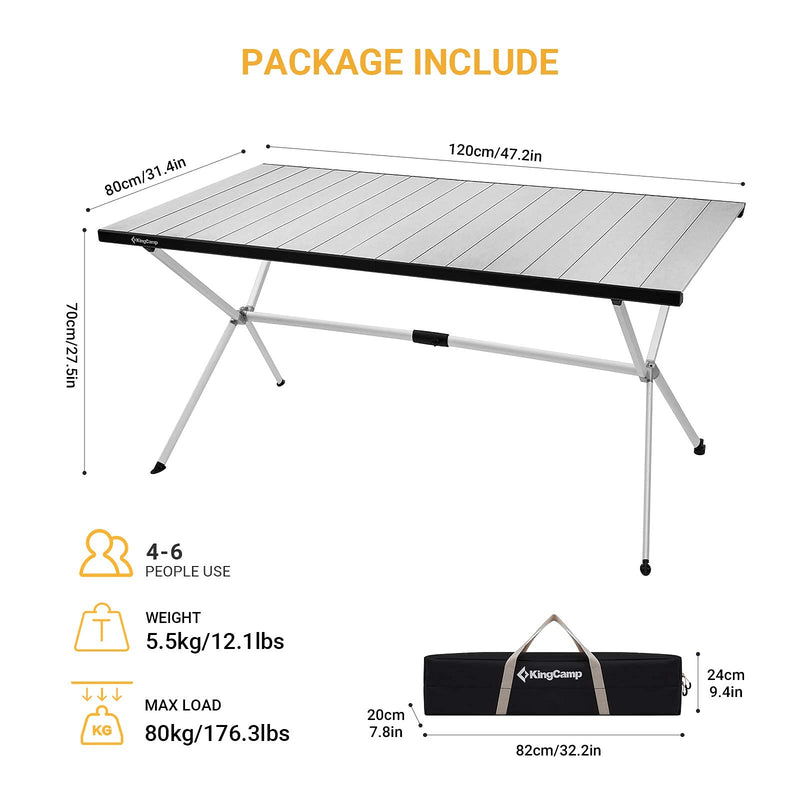 Laden Sie das Bild in Galerie -Viewer, KingCamp Camping Table Aluminum Roll-Up Table