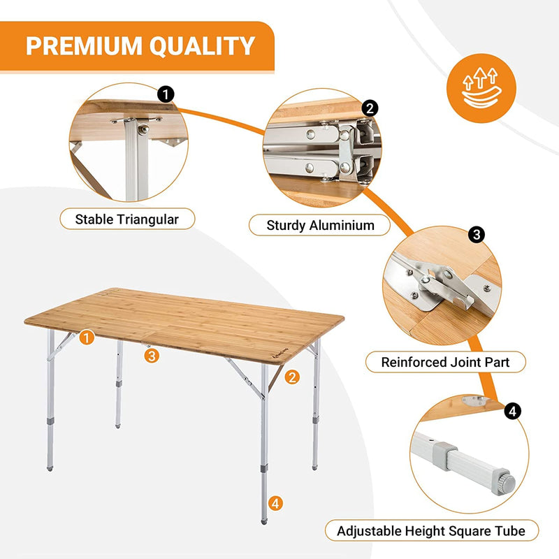 Cargue la imagen en el visor de la galería, KingCamp 2-Folded Bamboo Table