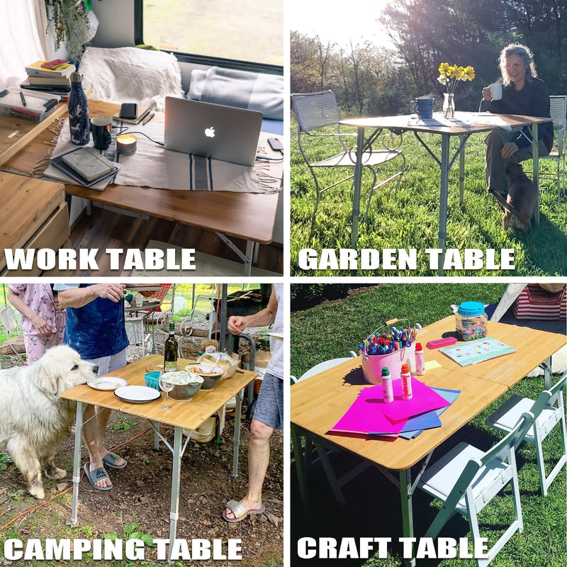 Cargue la imagen en el visor de la galería, KingCamp 2-Folded Bamboo Table