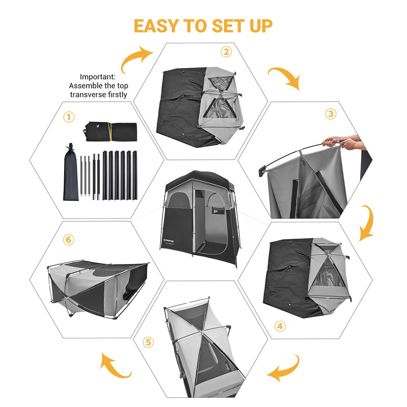 Load image into Gallery viewer, KingCamp MARASUSA Oversize Camping Shower Tent 2 Room Outdoor Toilet Tent
