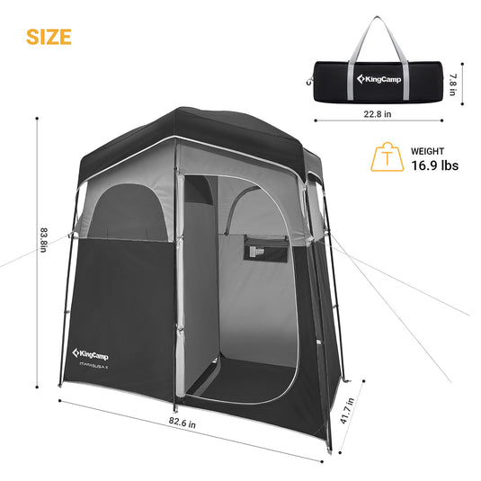 KingCamp MARASUSA Oversize Camping Shower Tent 2 Room Outdoor Toilet Tent