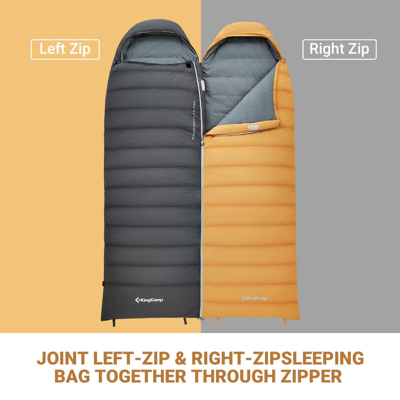 Load image into Gallery viewer, KingCamp Lightweight Down Sleeping Bag-Envelope With Mummy Hood Wide and Large