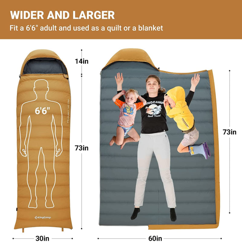Load image into Gallery viewer, KingCamp Lightweight Down Sleeping Bag-Envelope With Mummy Hood Wide and Large