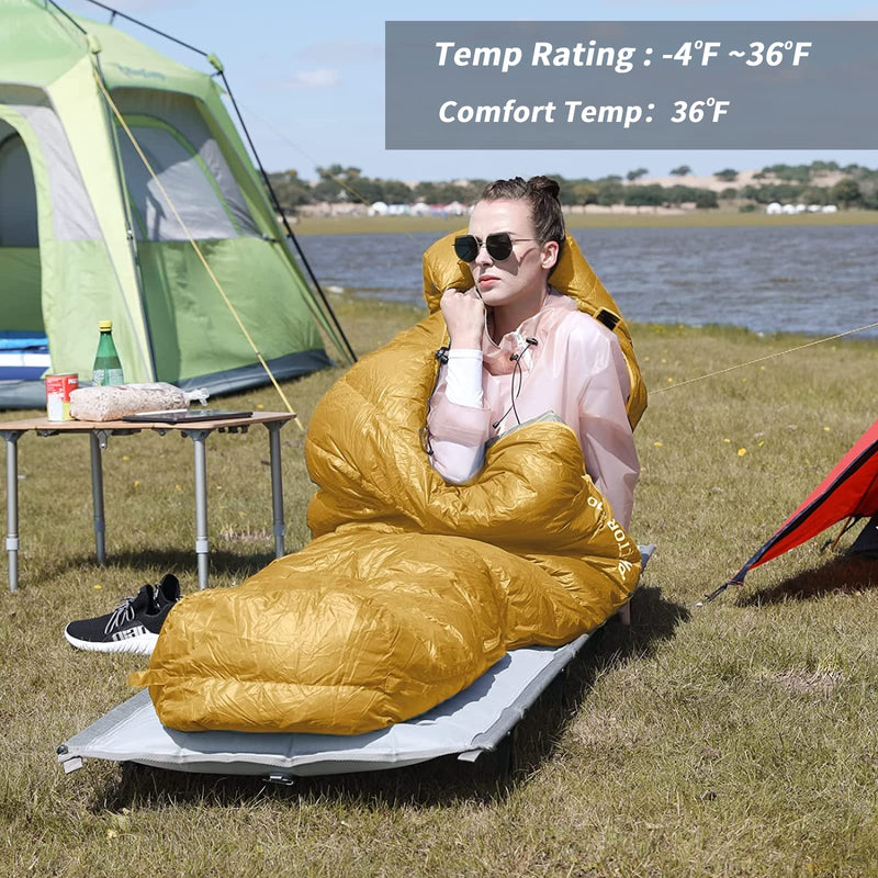 Load image into Gallery viewer, KingCamp Lightweight Down Sleeping Bag-Envelope With Mummy Hood Wide and Large