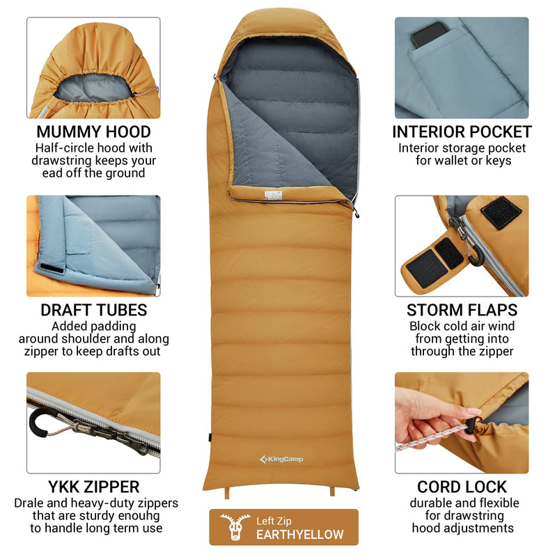 Load image into Gallery viewer, KingCamp Lightweight Down Sleeping Bag-Envelope With Mummy Hood Wide and Large