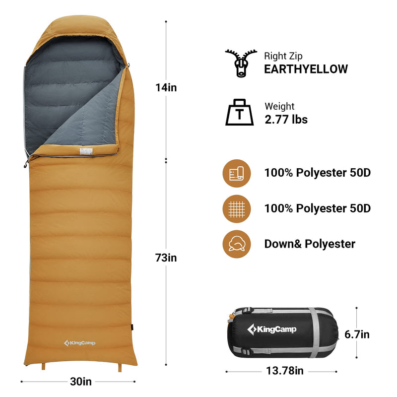 Load image into Gallery viewer, KingCamp Lightweight Down Sleeping Bag-Envelope With Mummy Hood Wide and Large