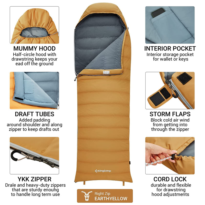 Load image into Gallery viewer, KingCamp Lightweight Down Sleeping Bag-Envelope With Mummy Hood Wide and Large