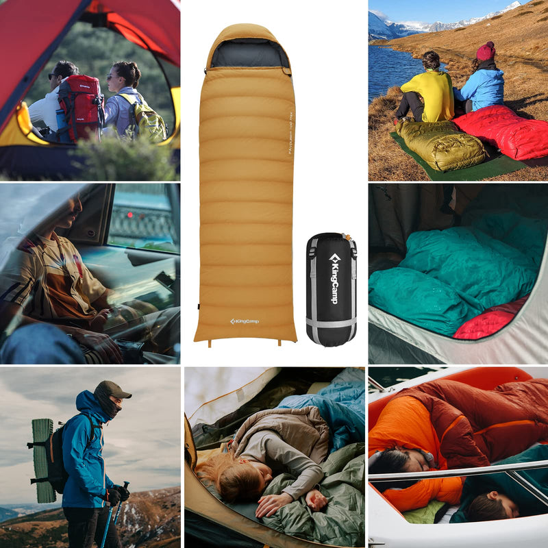 Load image into Gallery viewer, KingCamp Lightweight Down Sleeping Bag-Envelope With Mummy Hood Wide and Large