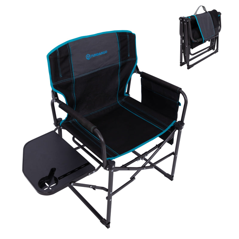 Load image into Gallery viewer, FUNDANGO FoldPro Refine L Director Chair with Side Table | Heavy Duty 440lb Capacity Camping Chair