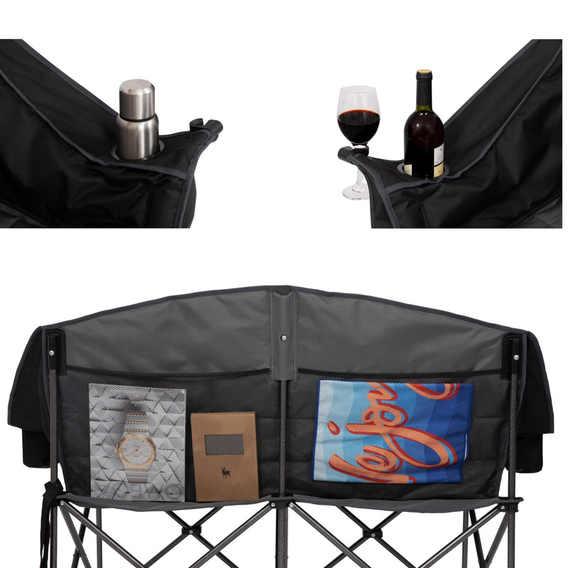 Load image into Gallery viewer, FUNDANGO Horizon Bliss P2 Double Folding Camping Loveseat | 2-Person Padded Outdoor Couch with Cup Holders Heavy Duty 880lb Capacity