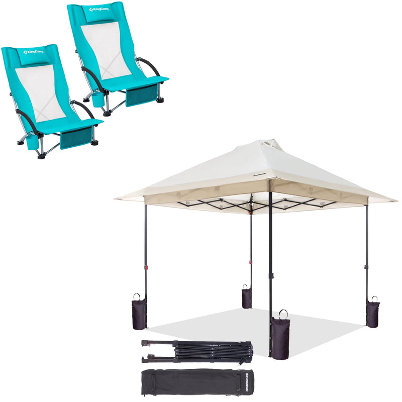 Load image into Gallery viewer, FUNDANGO 10x10ft Pop Up Canopy Tent & KingCamp Highback Beach Chair Bundle