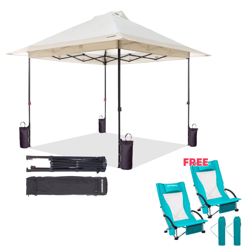 Load image into Gallery viewer, FUNDANGO 10x10ft Pop Up Canopy Tent & KingCamp Highback Beach Chair Bundle