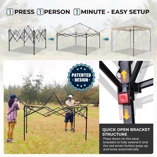 FUNDANGO 10x10ft Pop Up Outdoor Canopy Tent Sun Shelter Tent
