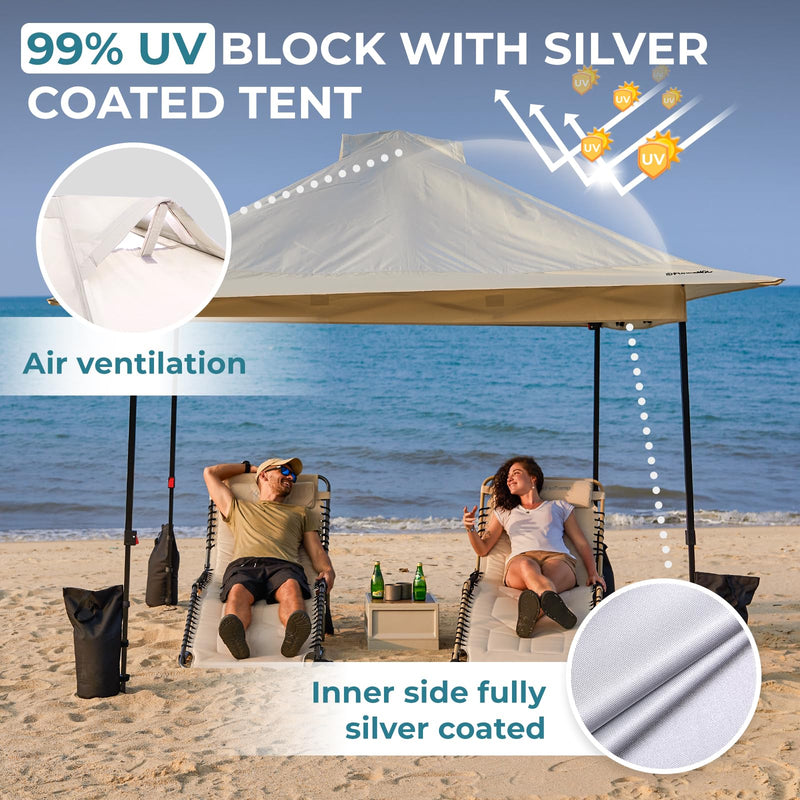 Load image into Gallery viewer, FUNDANGO 10x10ft Pop Up Outdoor Canopy Tent Sun Shelter Tent 99% UV Block With Silver Coated Tent