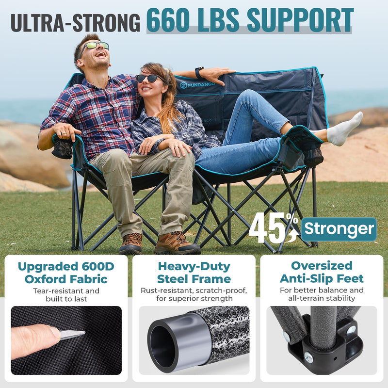 Load image into Gallery viewer, FUNDANGO 2-Person Oversized Double Layer Padded Loveseat Sofa 660 LBS Support