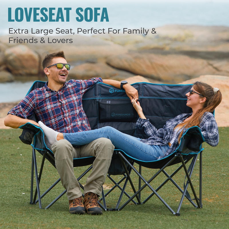 Load image into Gallery viewer, FUNDANGO 2-Person Oversized Padded Loveseat Sofa with Extra Large Seat