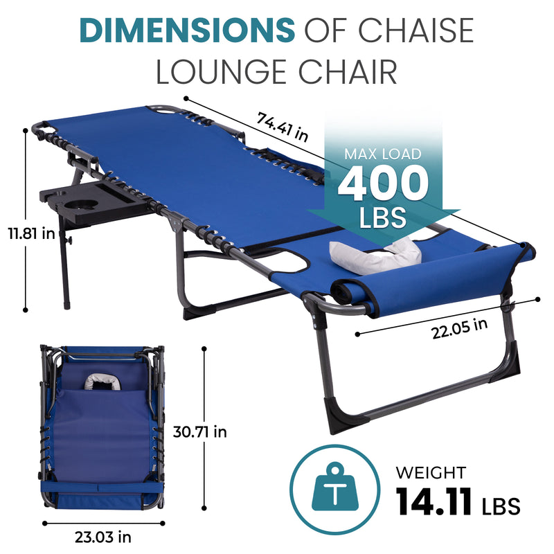 Load image into Gallery viewer, FUNDANGO 4-in-1 Chaise Lounge Chair with Face Hole & Canopy Shade 400lbs Capacity Beach Chaise Lounge with Side Table