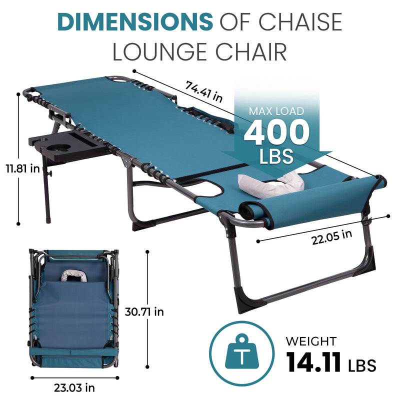 Load image into Gallery viewer, FUNDANGO 4-in-1 Tanning Lounge Chair with Face Hole & Canopy Shade 400lbs Capacity Beach Chaise Lounge with Side Table, 5-Position Adjustable Sun Lounger for Pool, Patio, Lawn & Sunbathing