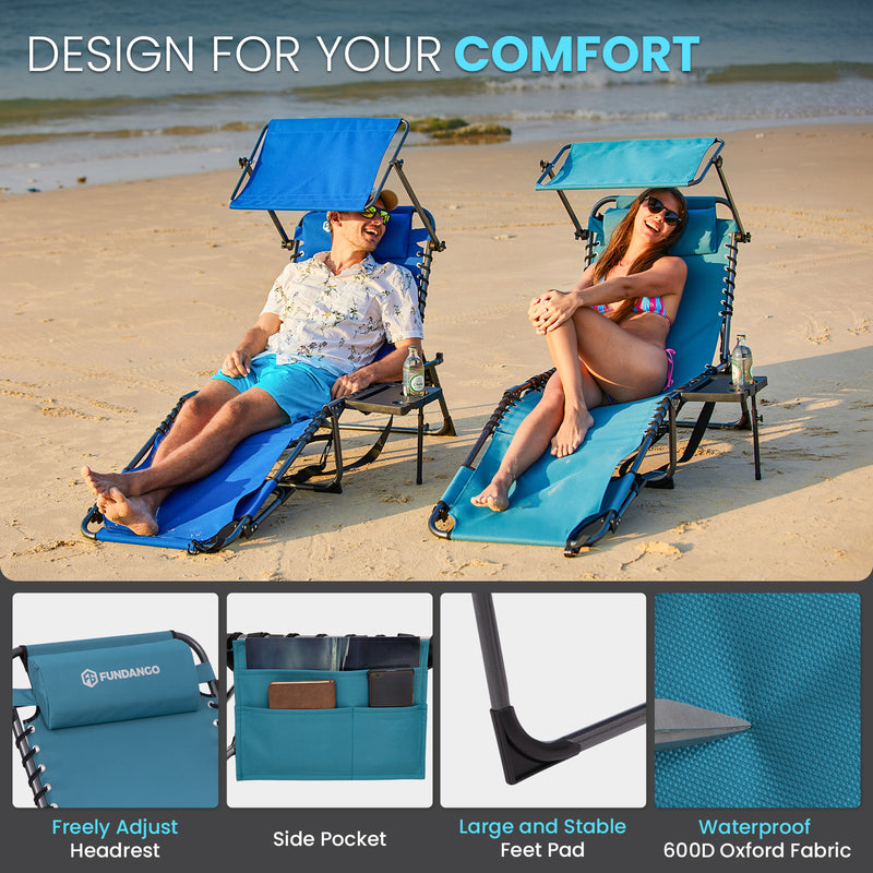Load image into Gallery viewer, FUNDANGO 4-in-1 Tanning Lounge Chair with Freely Adjust Headrest