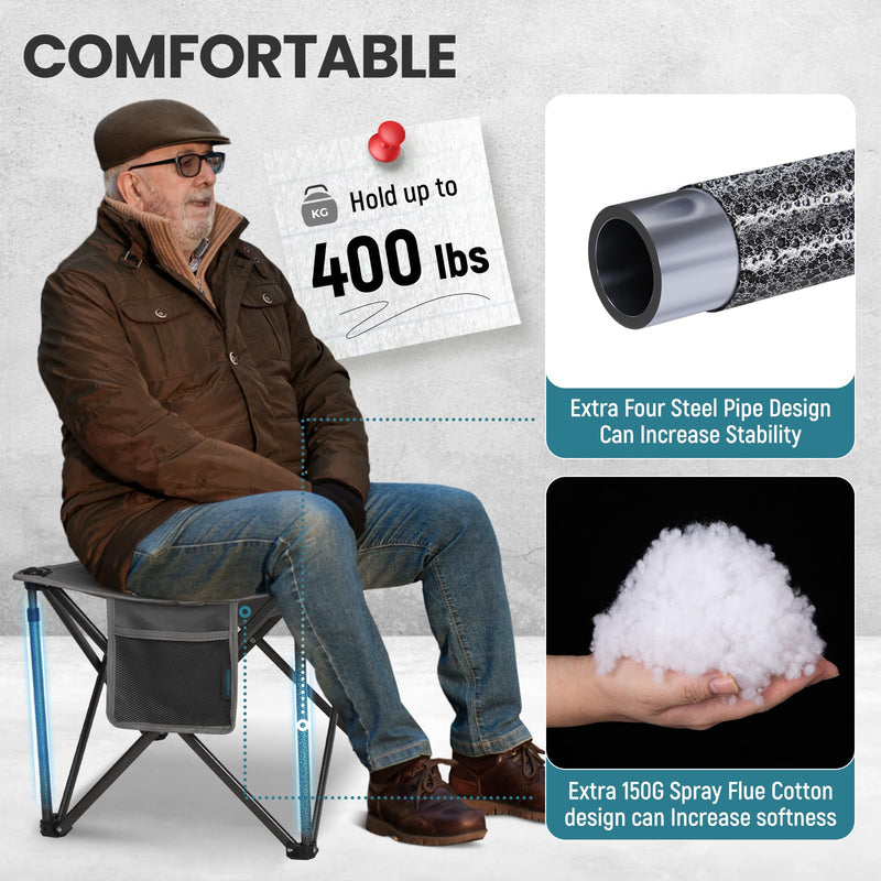 Load image into Gallery viewer, FUNDANGO Camping Stool PLUS 18 Inch Grey